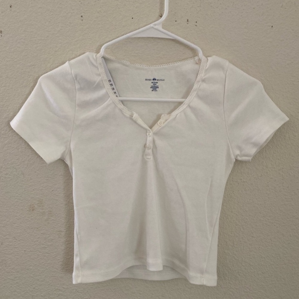 Brandy Melville Zelly Scalloped Lace Tee